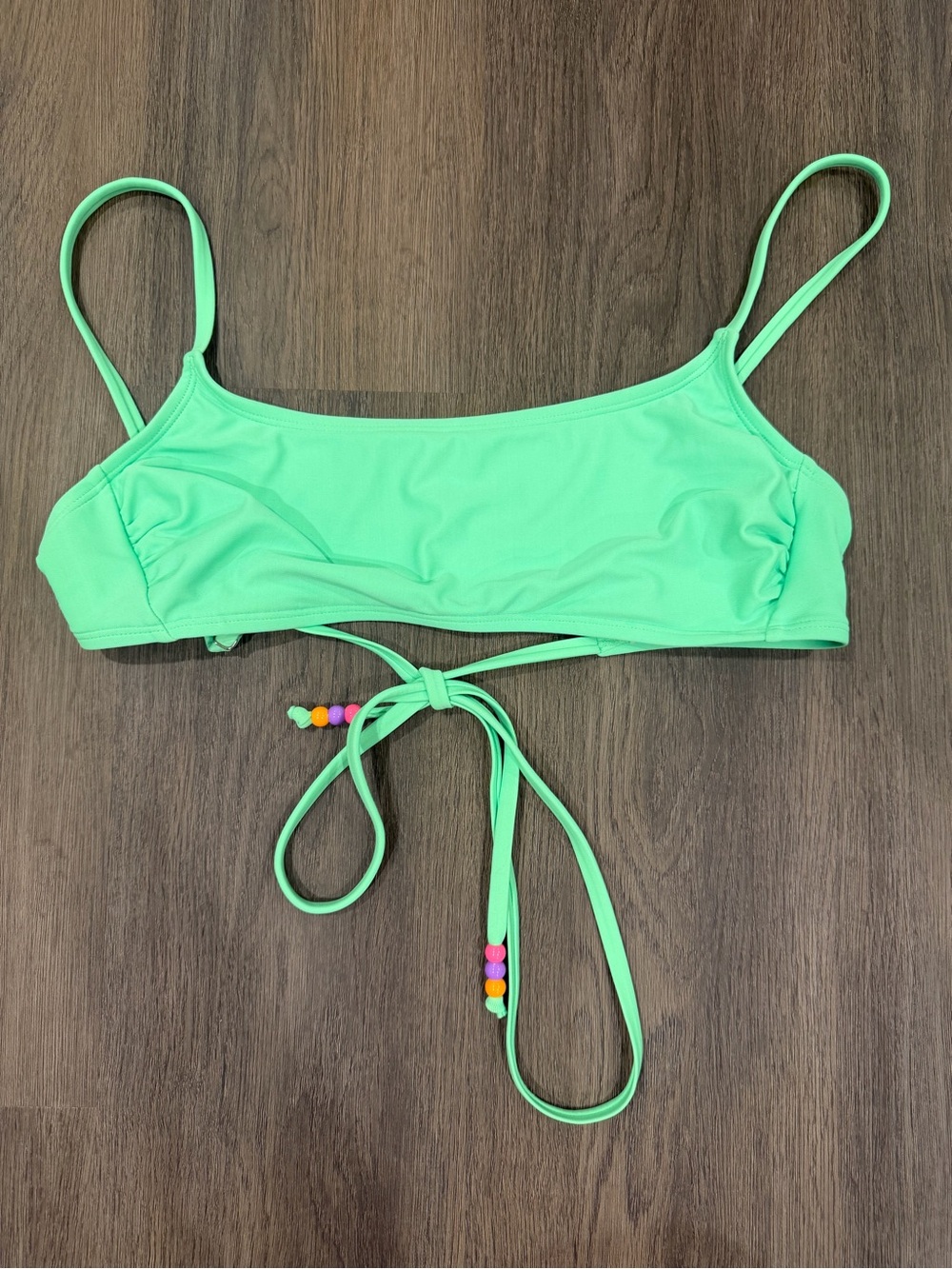 Wild Fable Green Beaded Tie Bikini Top
